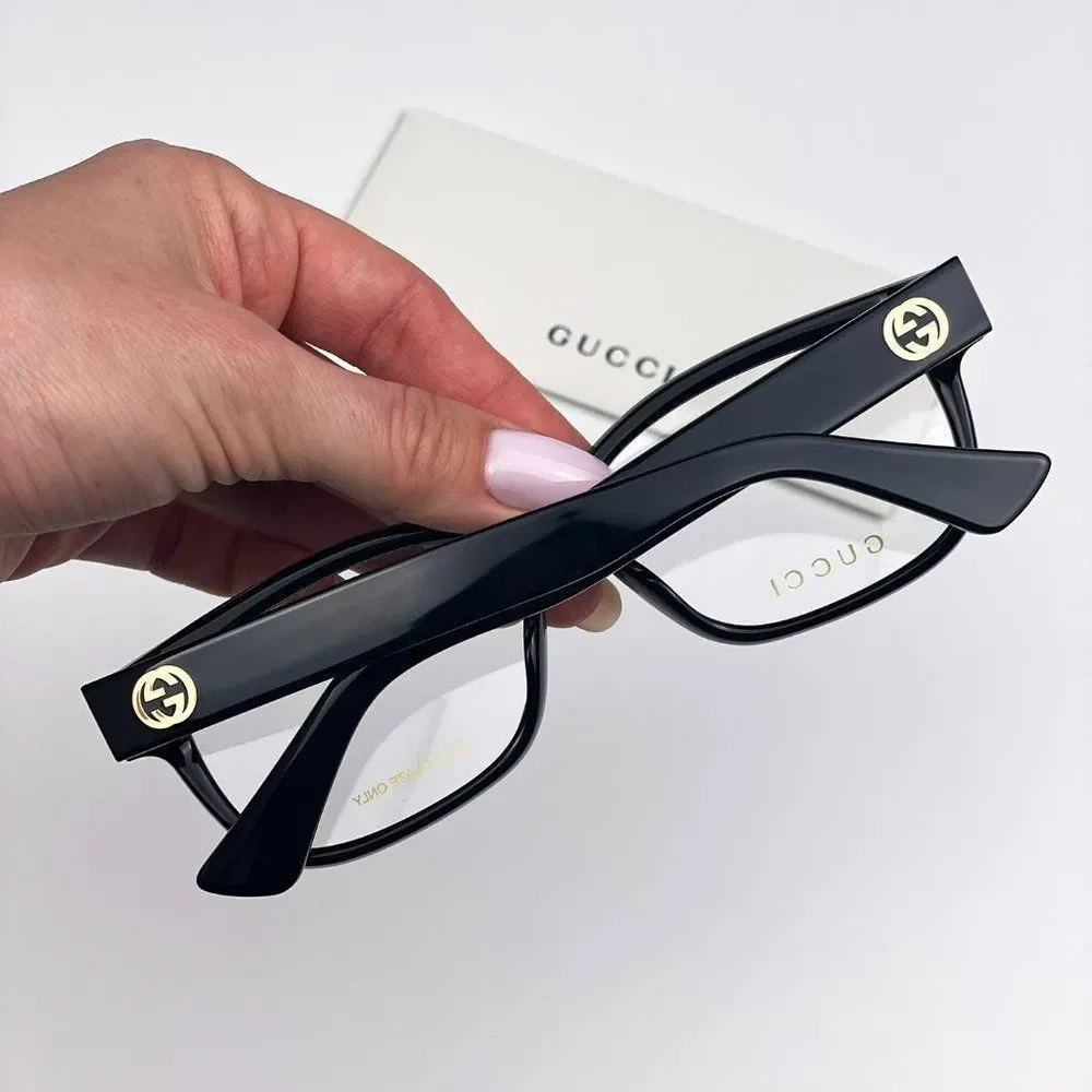 Gucci GG1341O 001 Eyeglasses Black Rectangle Women